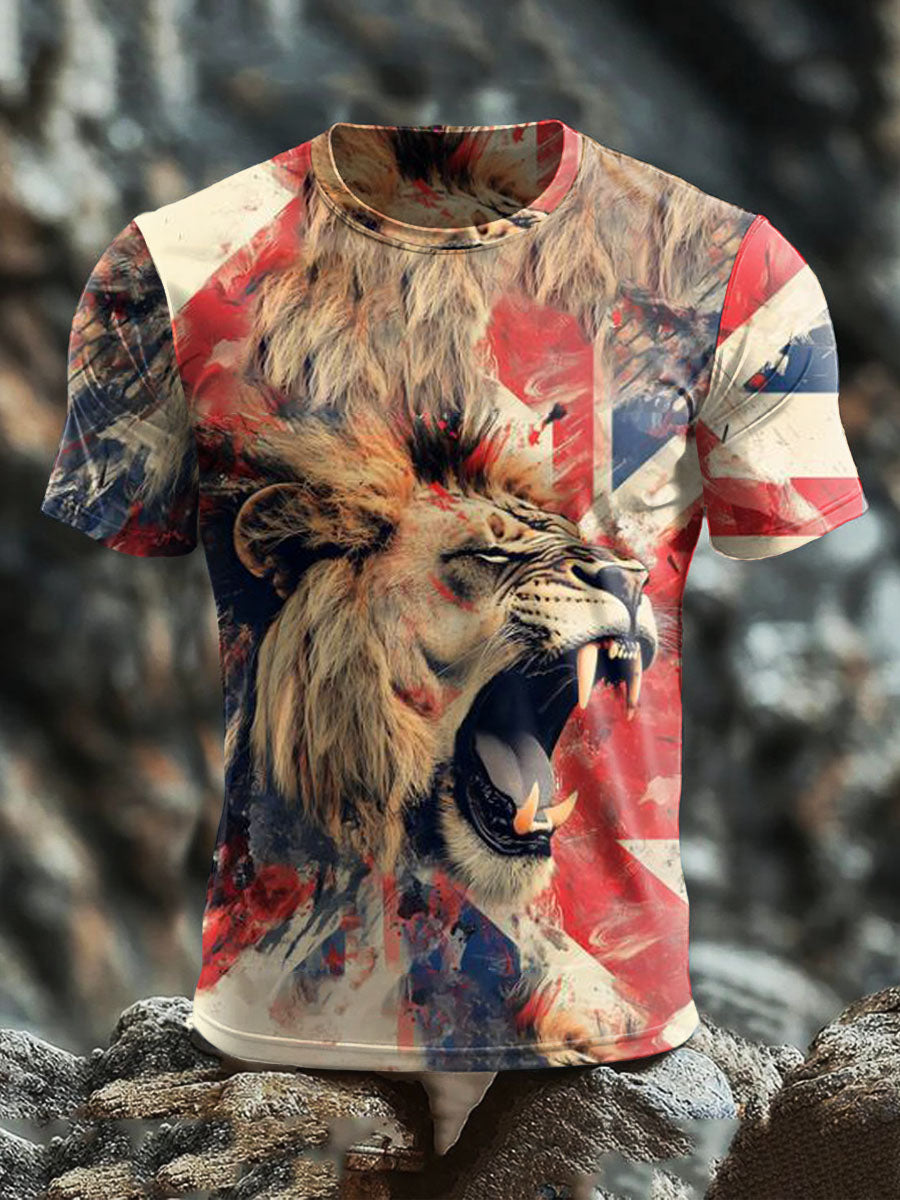 Men's British Lion Cotton Short-Sleeved T-shirt