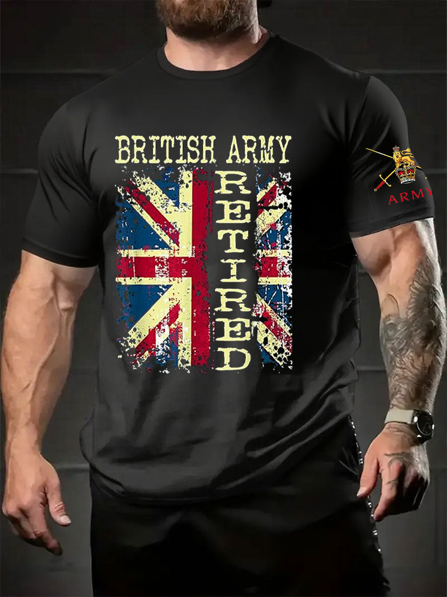 Men's British Veteran Retired Printed T-shirt