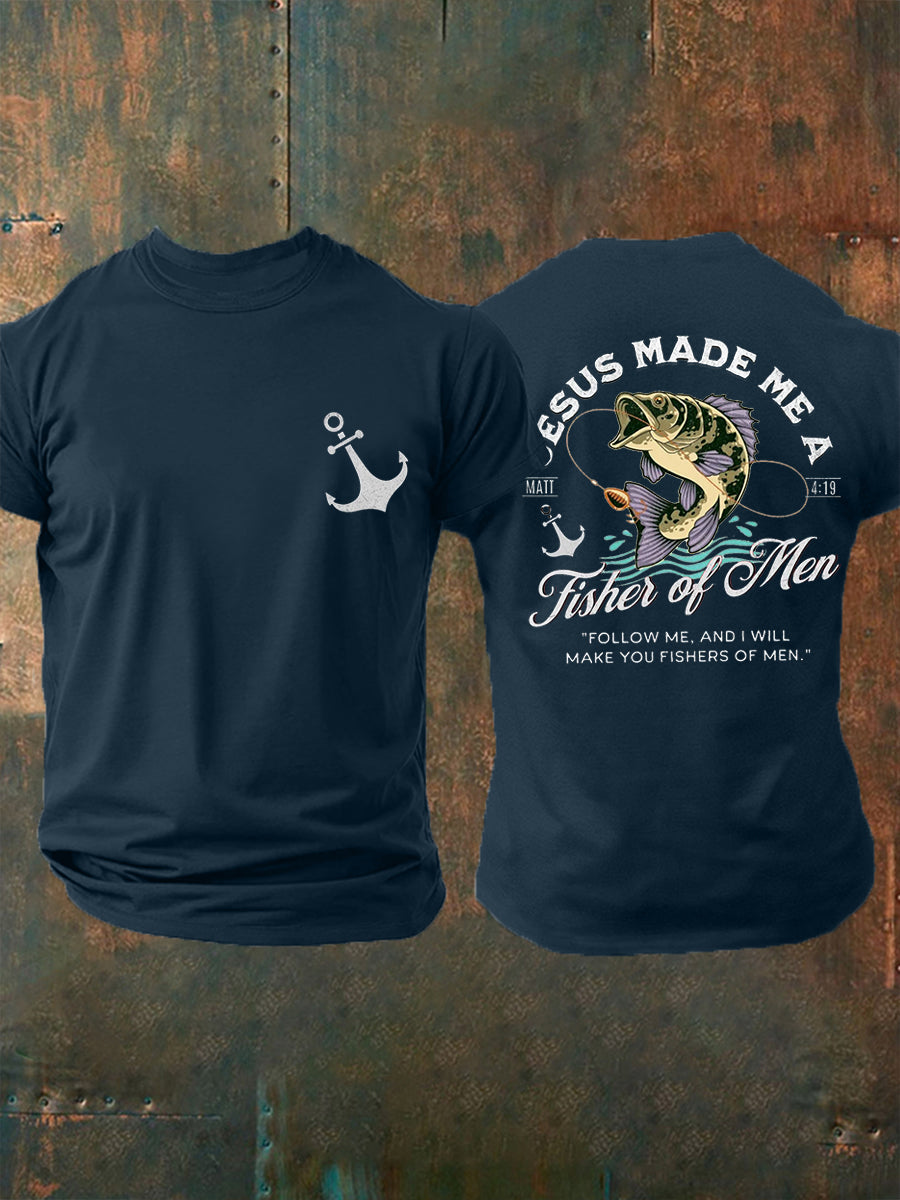 Men's Jesus Made Me A Fisher Of Men Casual Tee