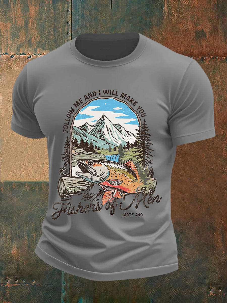 Men's Fisher Of Men Matthew 4:19 Bible Verse Casual Tee