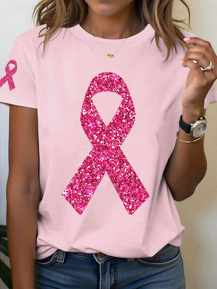 Women's Breast Cancer Awareness Pink Ribbon T-Shirt