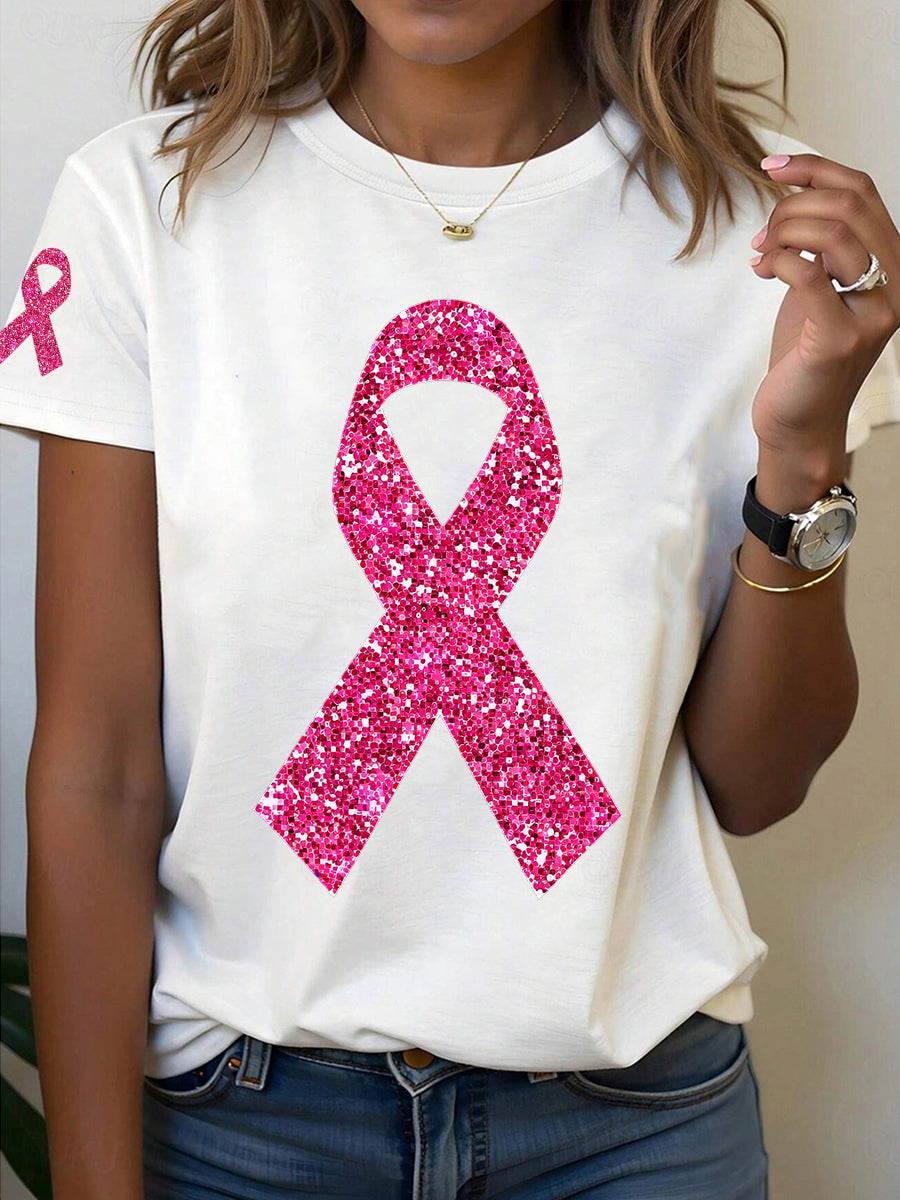 Women's Breast Cancer Awareness Pink Ribbon T-Shirt