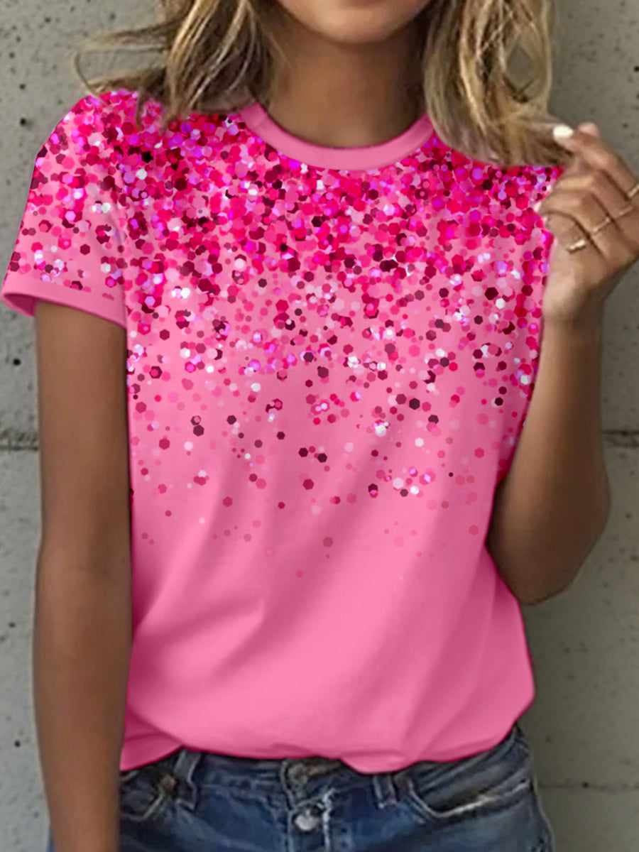 Women's Shiny Pink Art Print T-Shirt