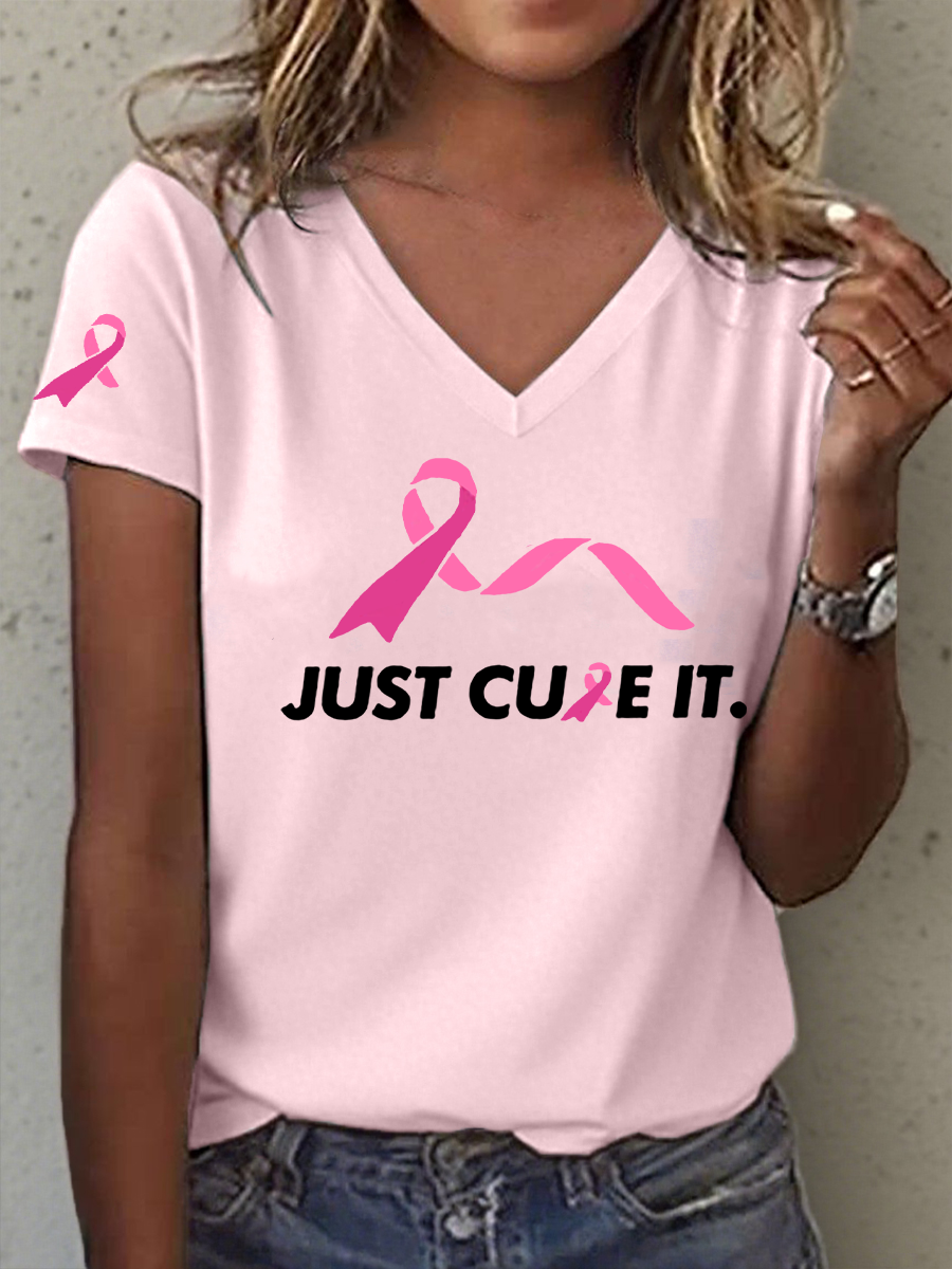 Women's Just Cure It Breast Cancer Printed T-Shirt
