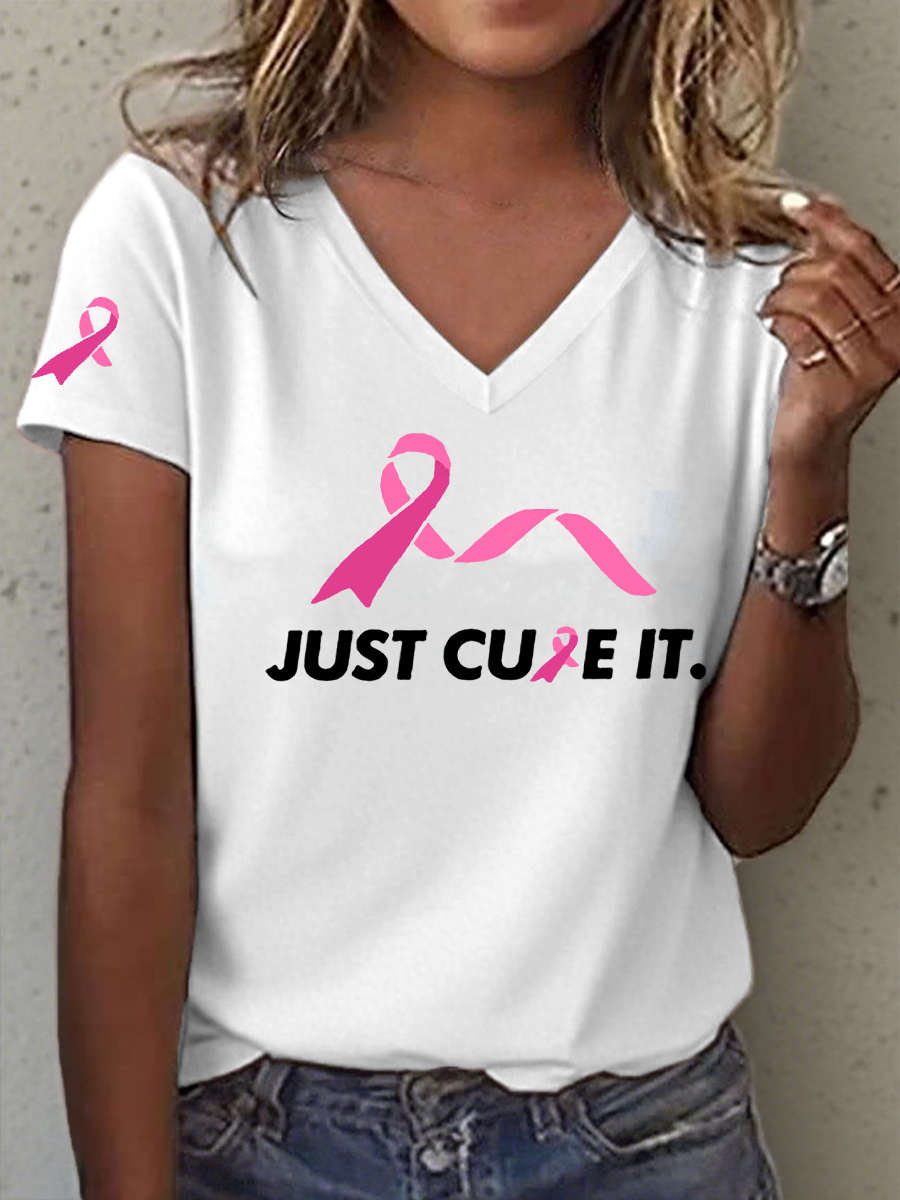 Women's Just Cure It Breast Cancer Printed T-Shirt