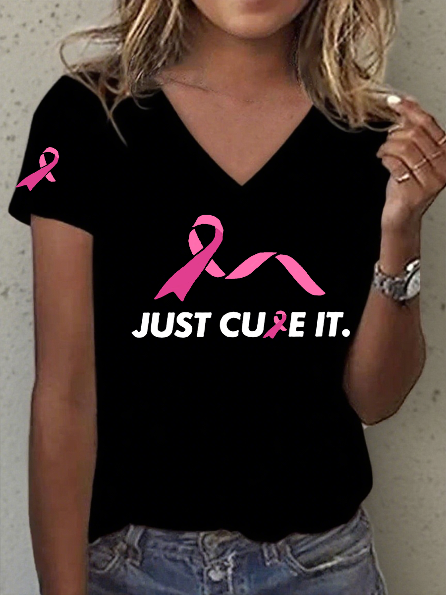 Women's Just Cure It Breast Cancer Printed T-Shirt