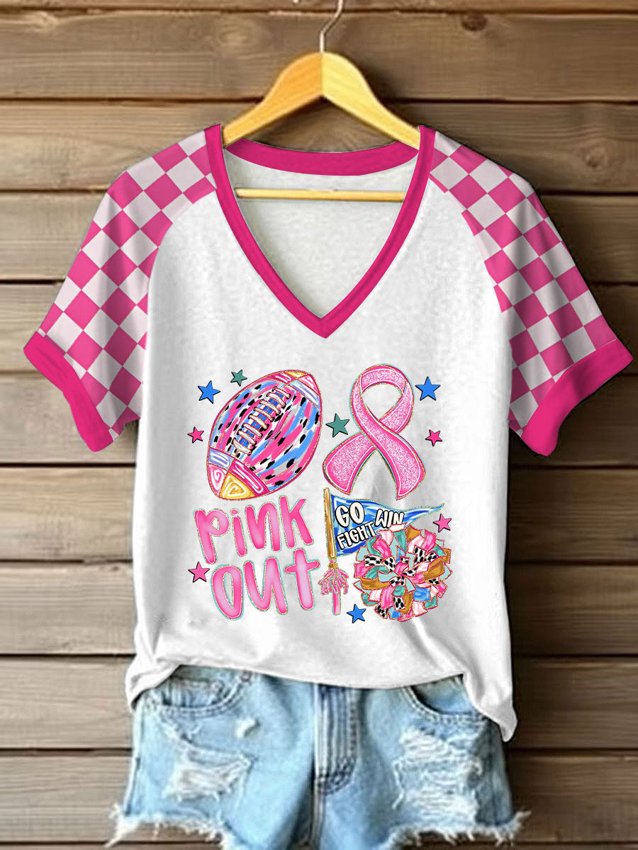 Women's Breast Cancer Awareness Pink Out Print T-Shirt
