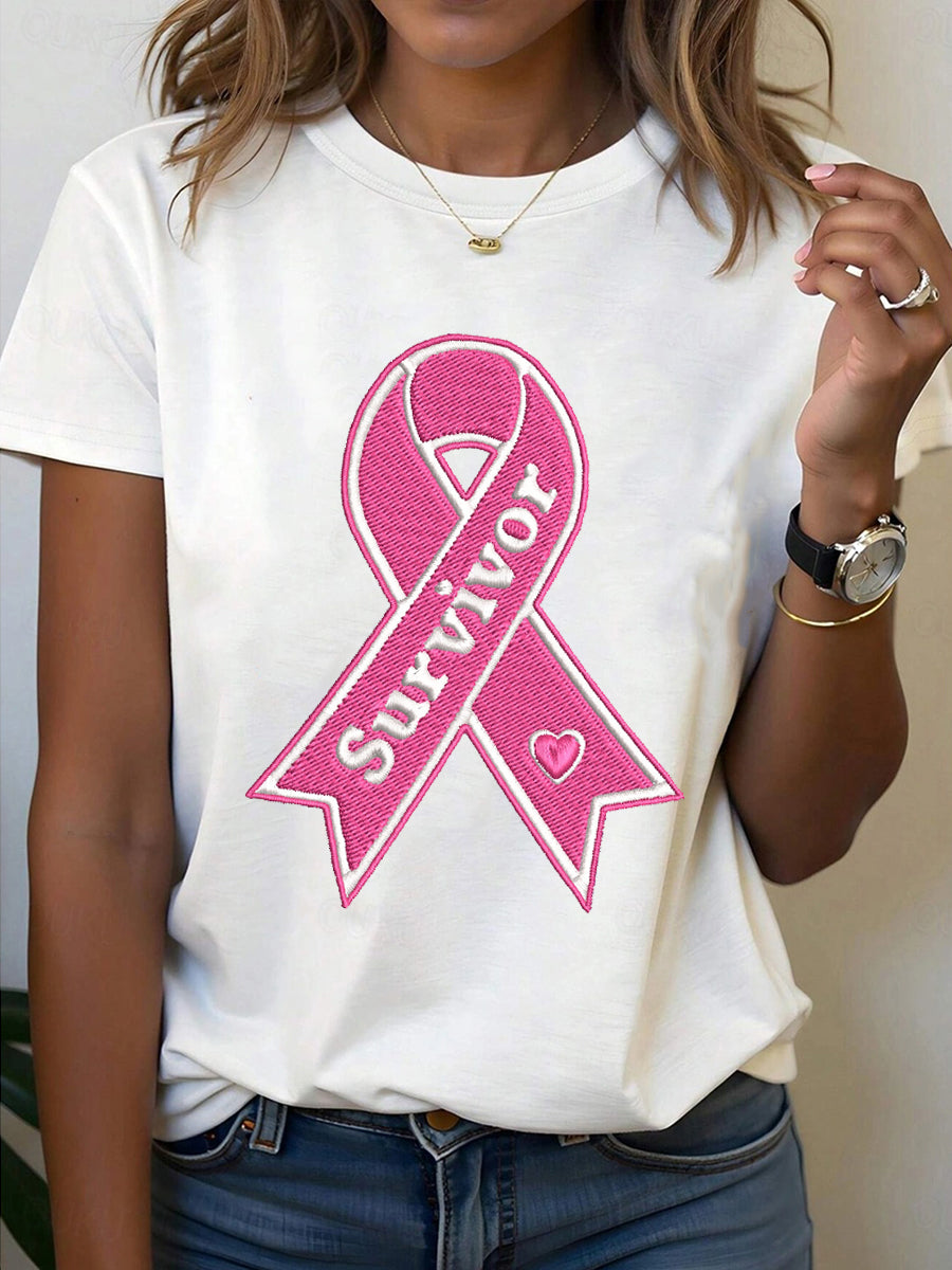 Women's Breast Cancer Awareness Survivor Pink Ribbon T-Shirt