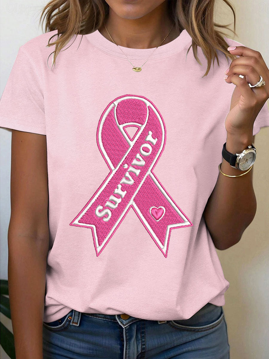 Women's Breast Cancer Awareness Survivor Pink Ribbon T-Shirt