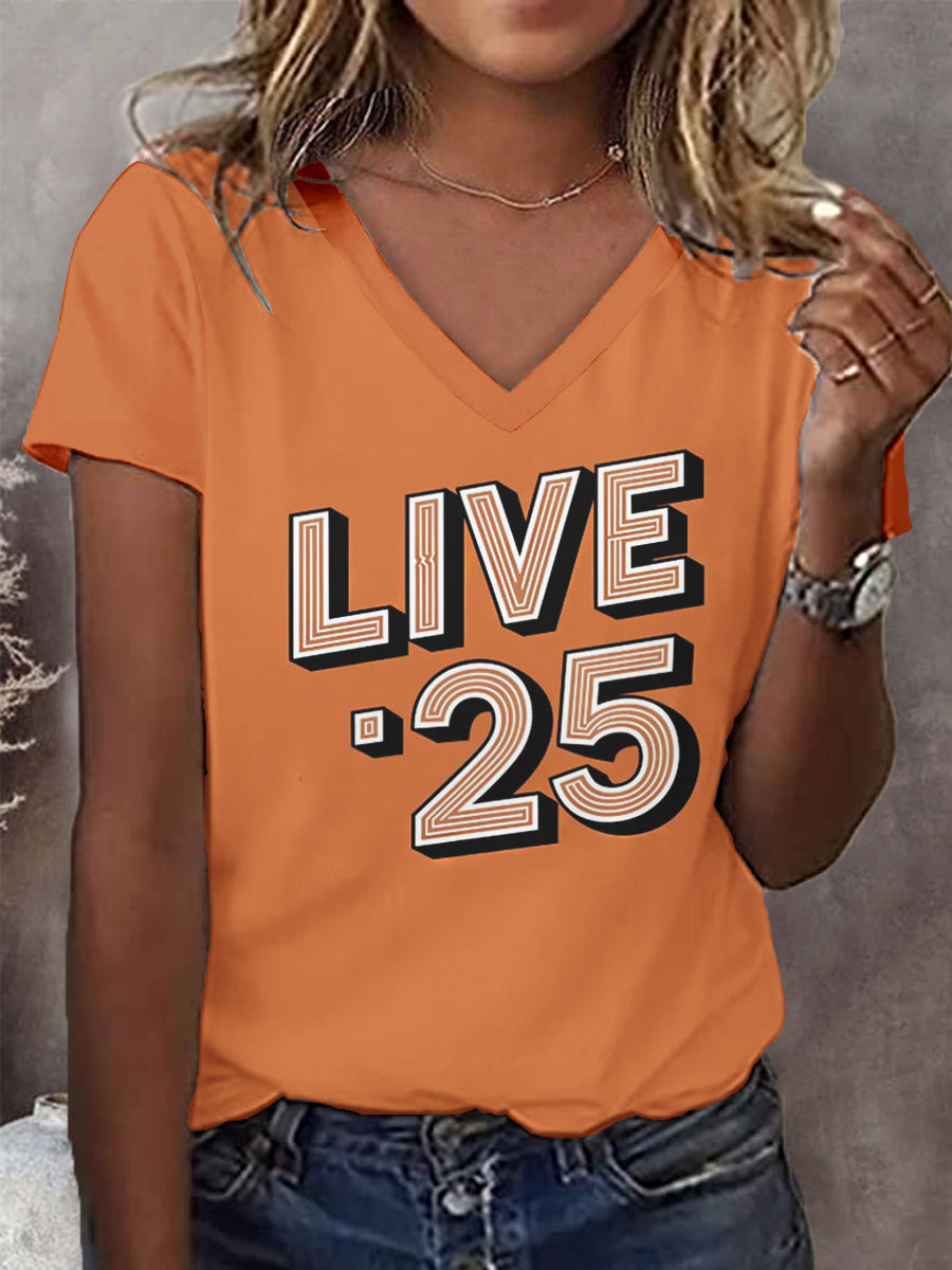 Women's Live '25 Tour The Great Wait Is Over Retro Rock Casual T-shirt