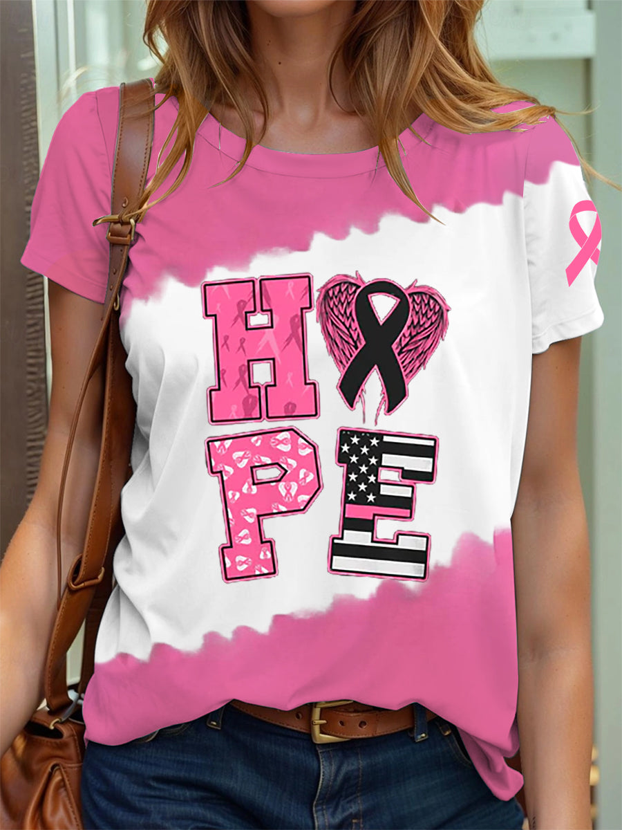 Women's Breast Cancer Awareness HOPE Pink Ribbon T-Shirt
