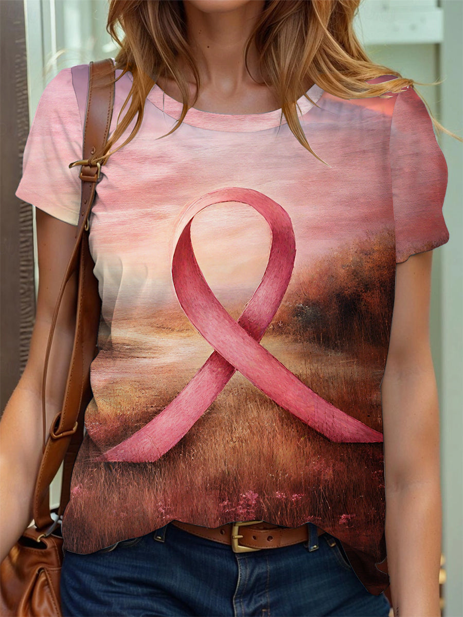 Women's Breast Cancer Awareness Pink Ribbon T-Shirt