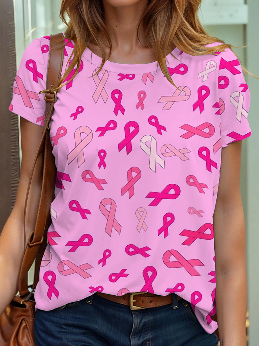 Women's Breast Cancer Awareness Pink Ribbon T-Shirt
