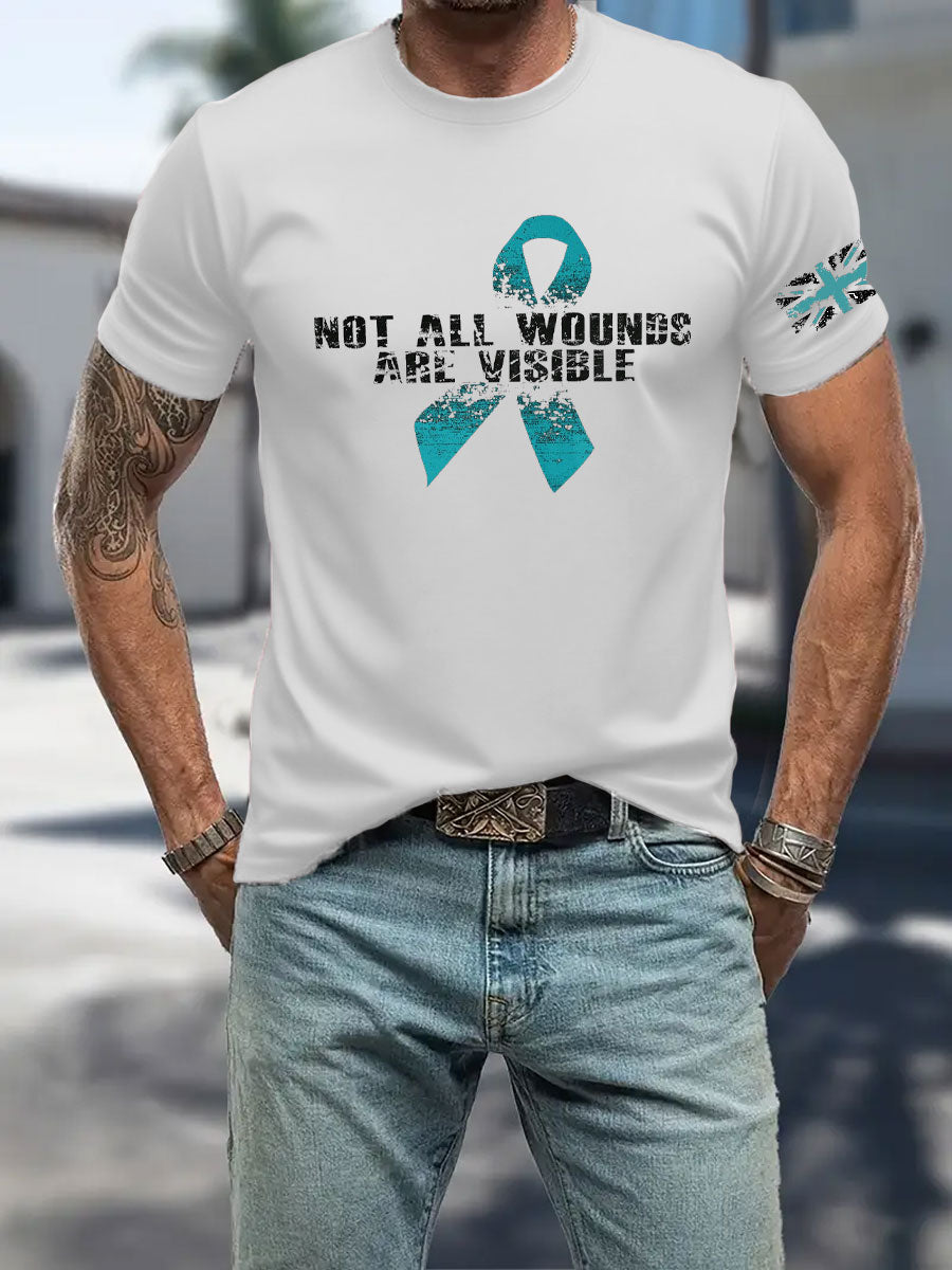 Men's PTSD Awareness Veteran Printed T-shirt
