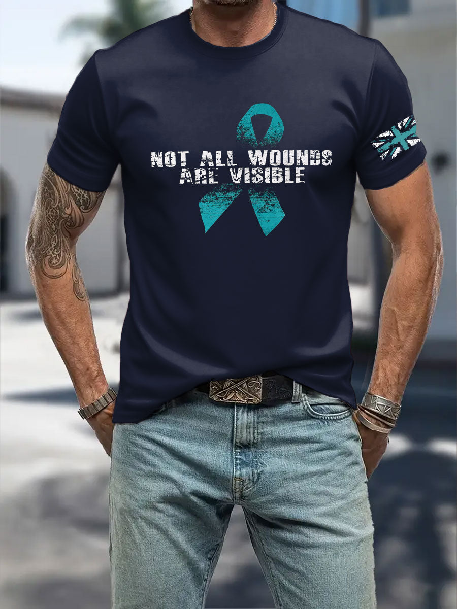 Men's PTSD Awareness Veteran Printed T-shirt