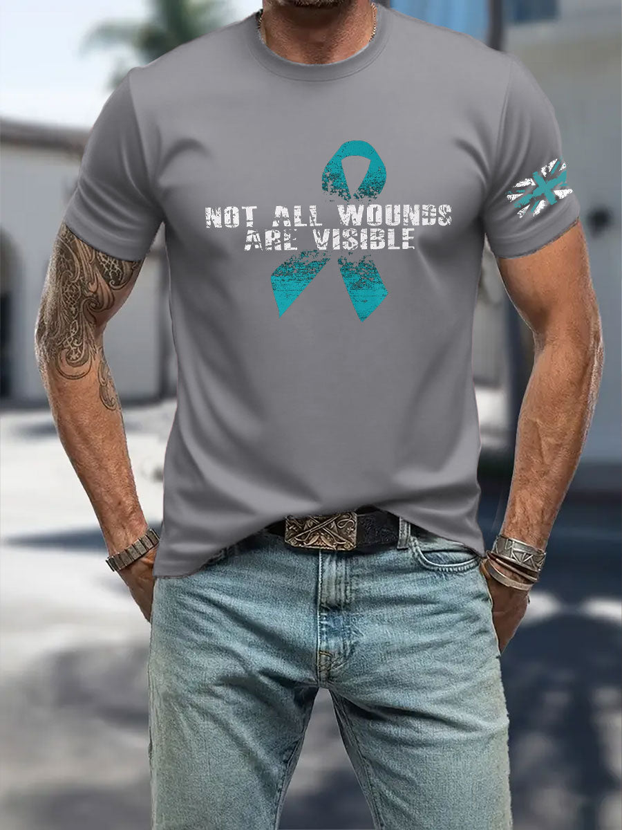Men's PTSD Awareness Veteran Printed T-shirt