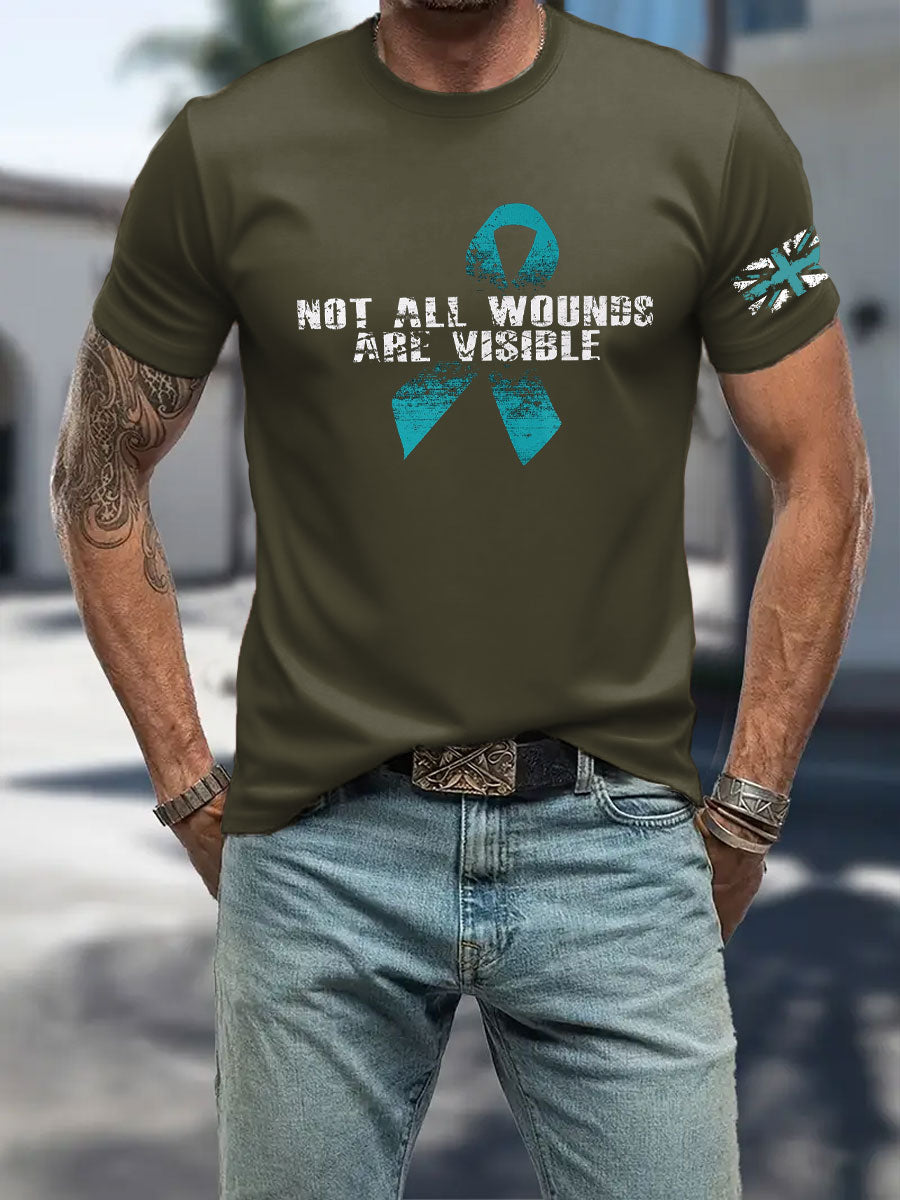 Men's PTSD Awareness Veteran Printed T-shirt