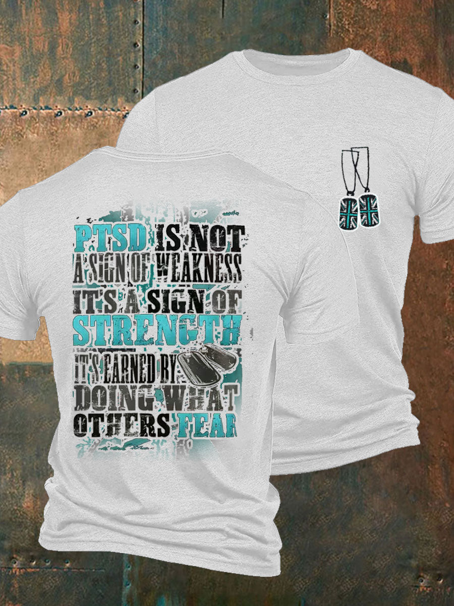 Men's PTSD Awareness Veteran Printed T-shirt