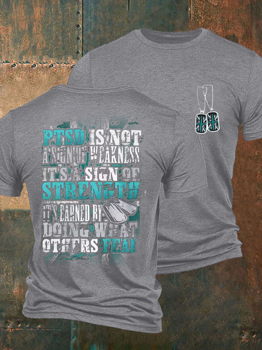 Men's PTSD Awareness Veteran Printed T-shirt