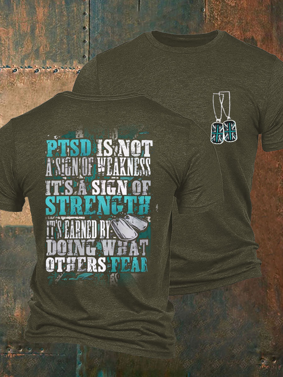 Men's PTSD Awareness Veteran Printed T-shirt