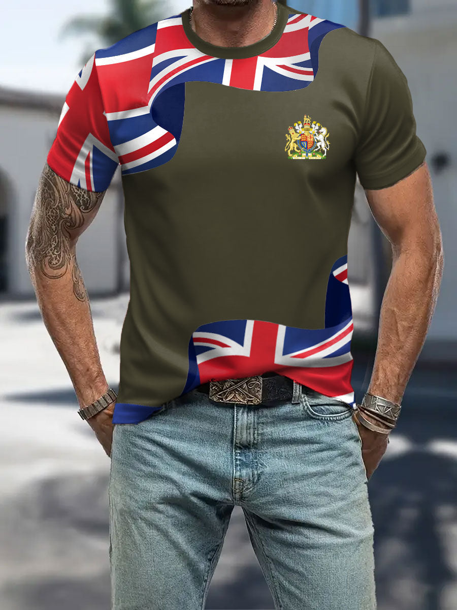 Men's UK Flag Patriotic Printed T-shirt