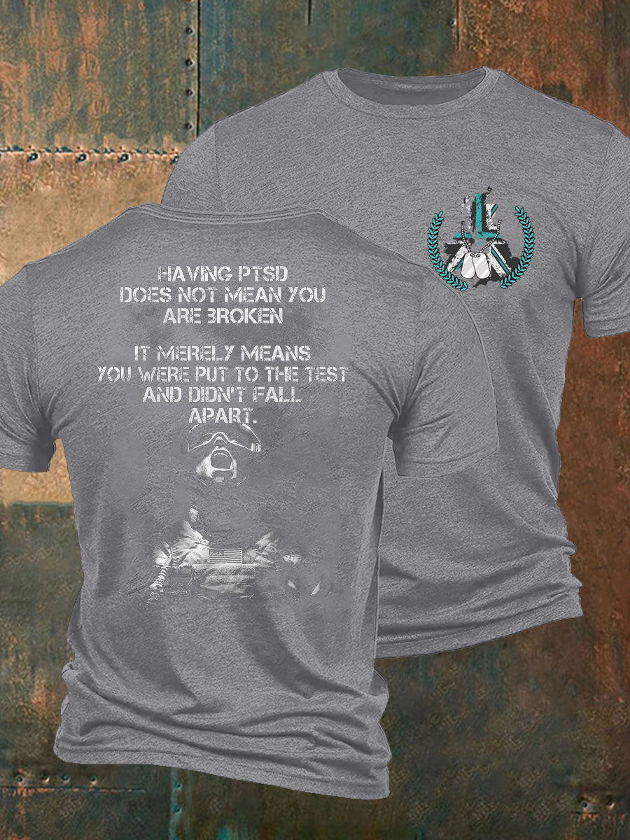 Men's PTSD Awareness Veteran Printed T-Shirt