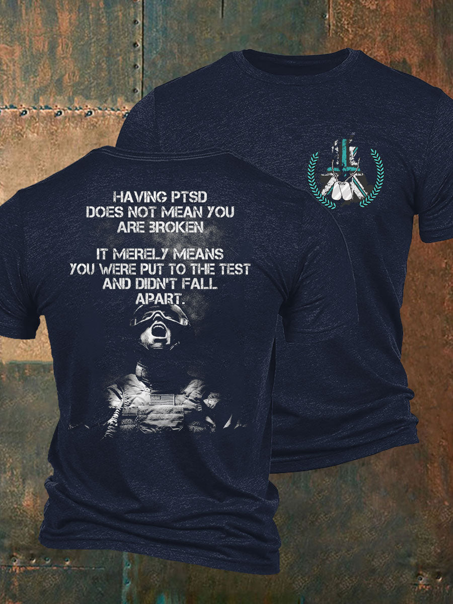 Men's PTSD Awareness Veteran Printed T-Shirt