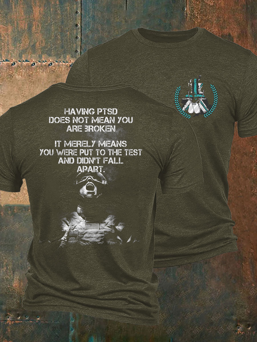 Men's PTSD Awareness Veteran Printed T-Shirt