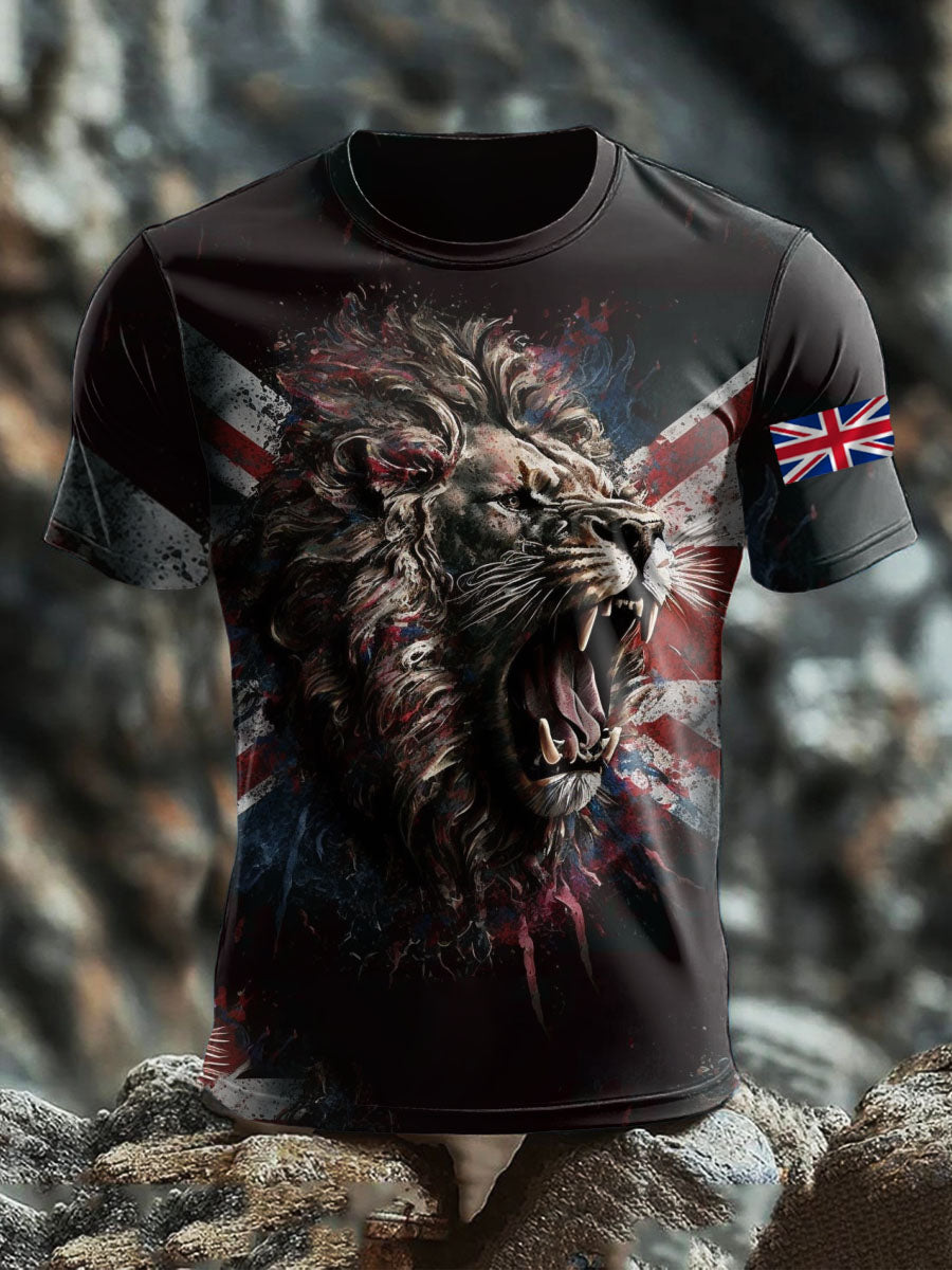 Men's Britsh Lion Short Sleeves Printed T-shirt