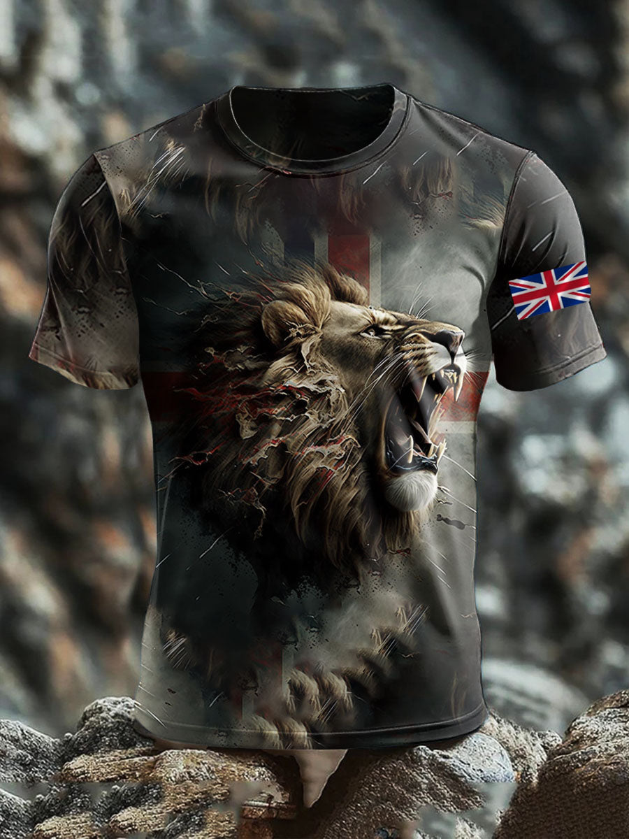Men's Britsh Lion Short Sleeves Printed T-shirt