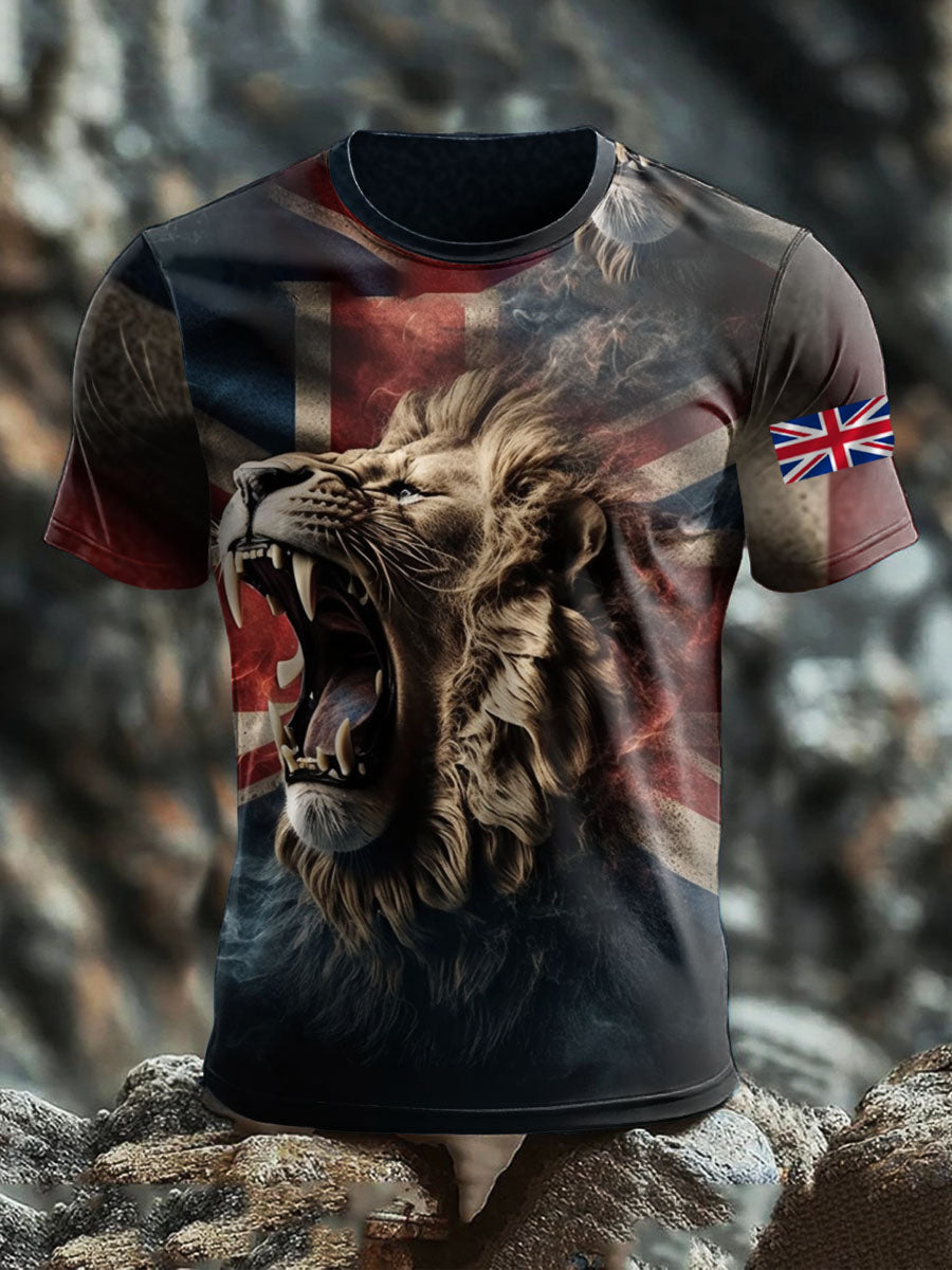 Men's Britsh Lion Short Sleeves Printed T-shirt