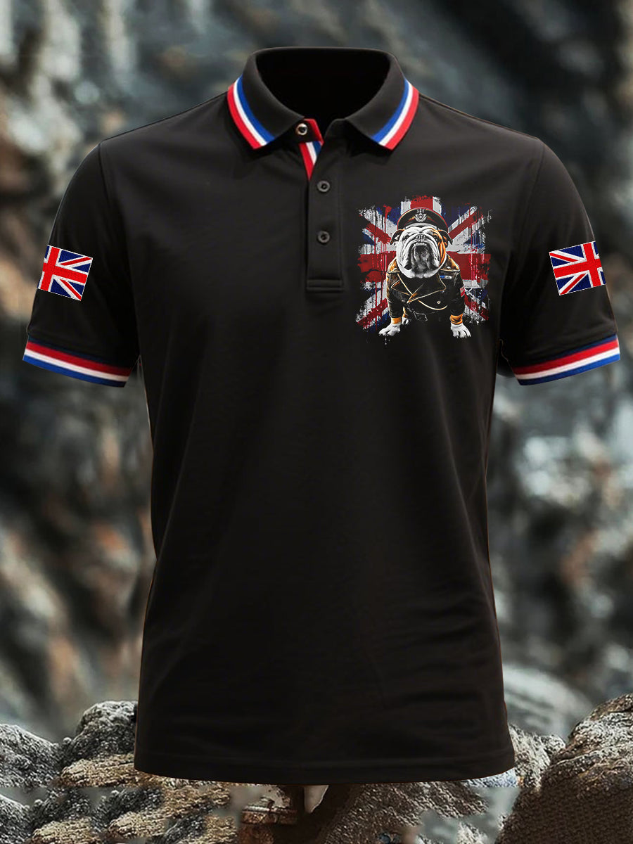 Men's English Bulldog Army Officer Short Sleeve Shirt