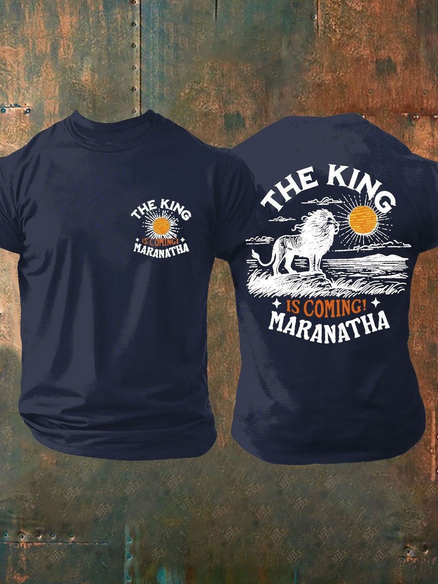 Men's The King Is Coming Printed Casual T-Shirt