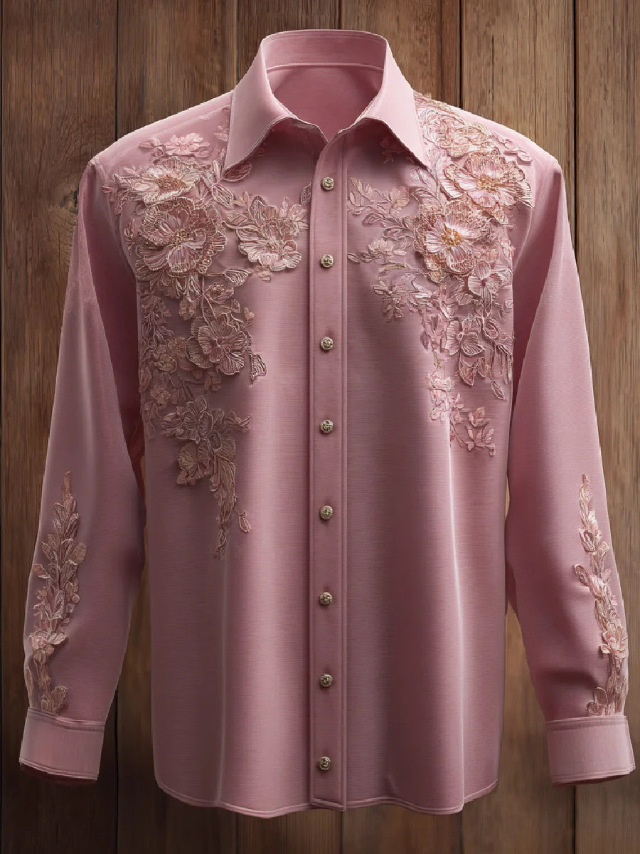 Women's Pink Art Print Long Sleeve Shirt
