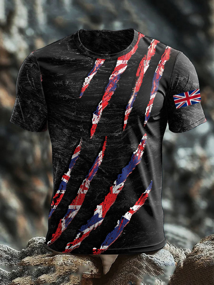 Men's Britsh Imitation Cotton Short-Sleeved Printed T-shirt