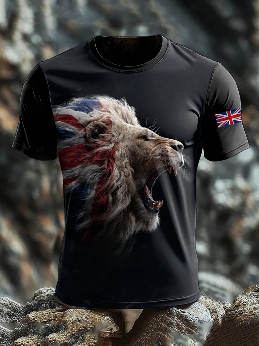 Men's Britsh Imitation Cotton Short-Sleeved Printed T-shirt