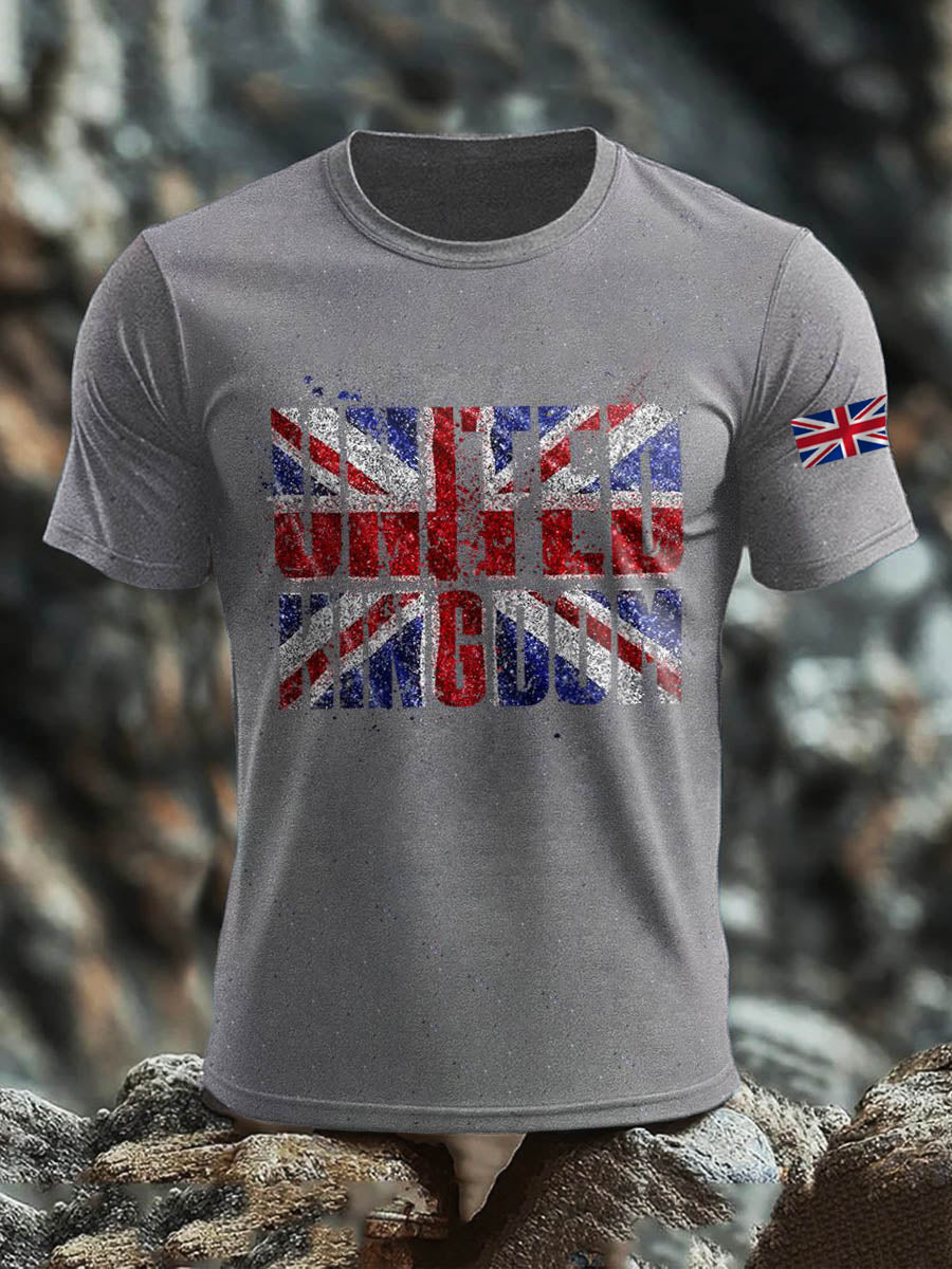 Men's Britsh Imitation Cotton Short-Sleeved Printed T-shirt
