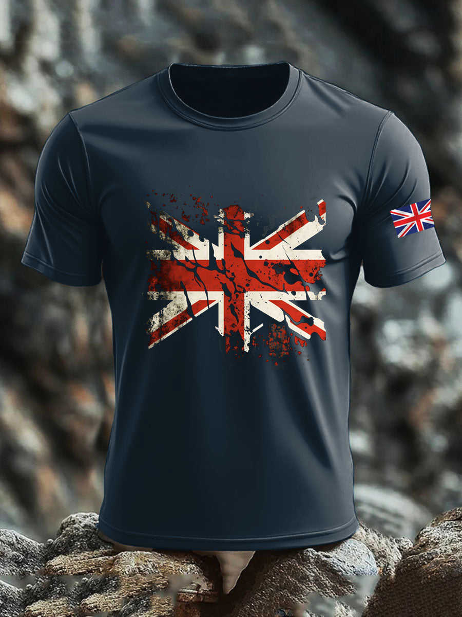 Men's Britsh Imitation Cotton Short-Sleeved Printed T-shirt