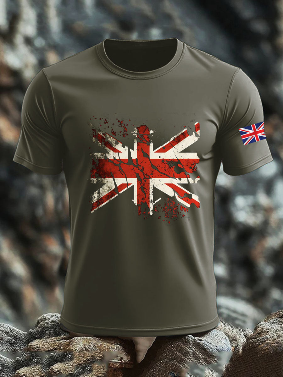 Men's Britsh Imitation Cotton Short-Sleeved Printed T-shirt