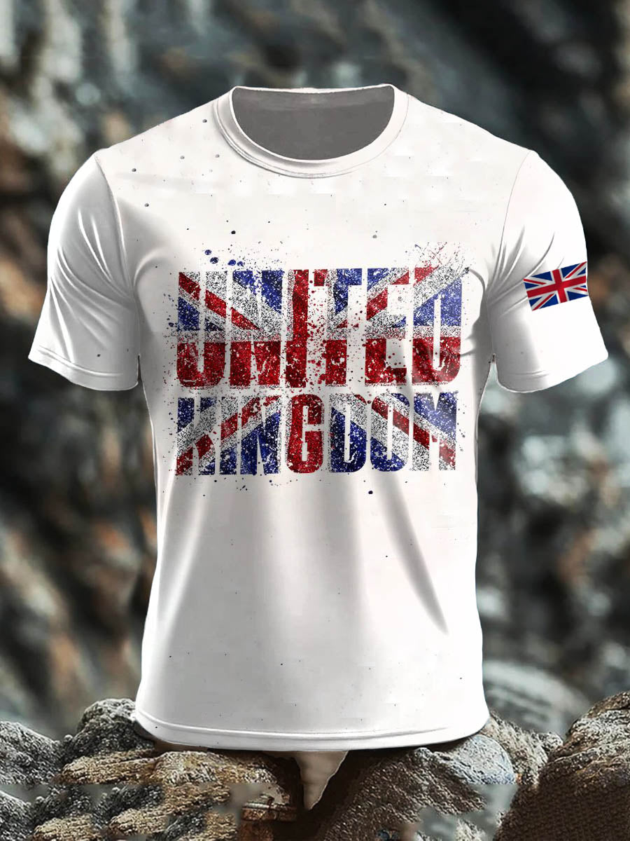Men's Britsh Imitation Cotton Short-Sleeved Printed T-shirt