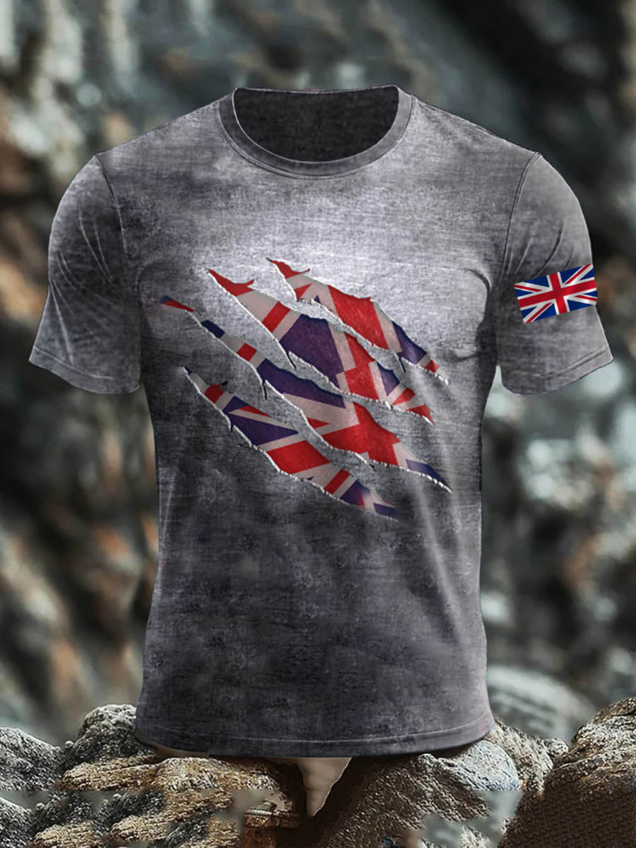 Men's Britsh Imitation Cotton Short-Sleeved Printed T-shirt