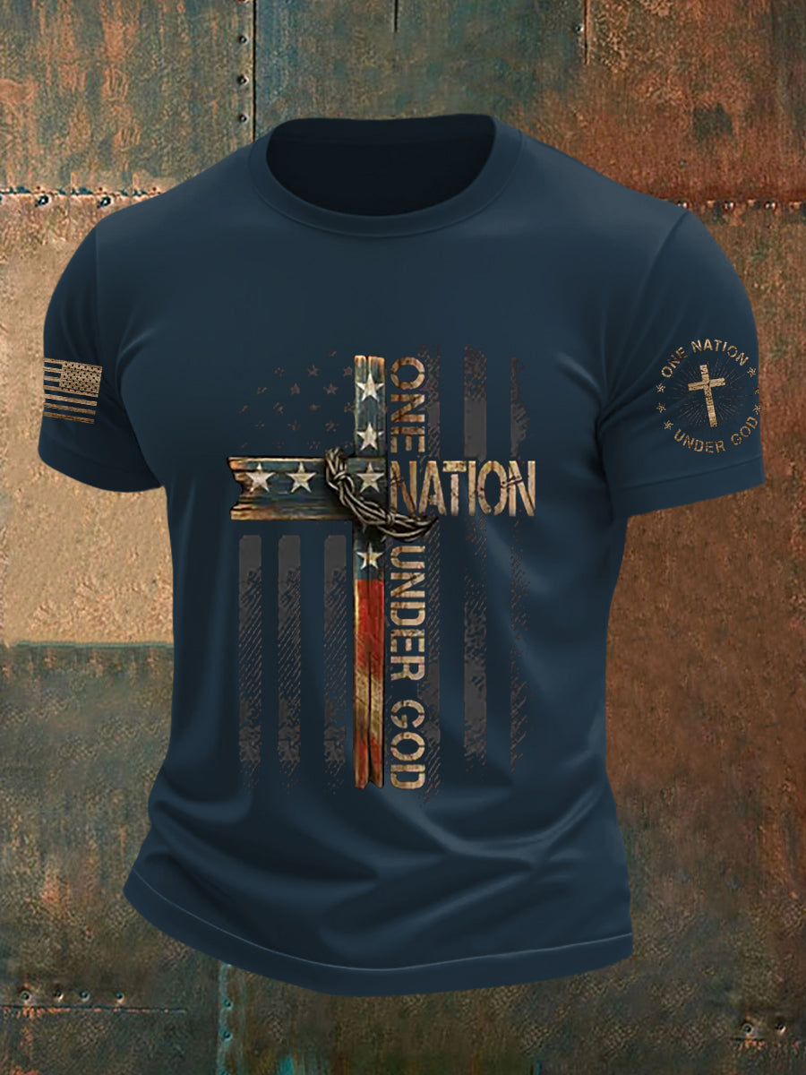 Men's One Nation Under God Cross Short Sleeve T-shirt