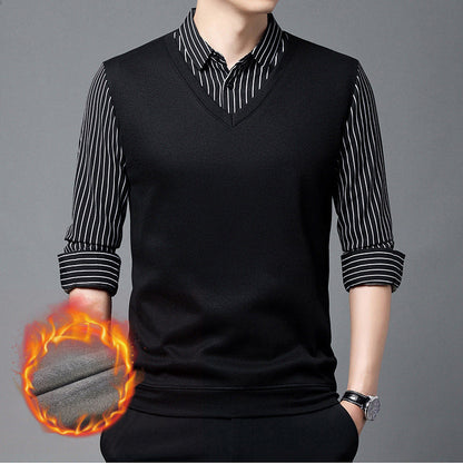 Men’s Cozy Faux Two-Piece Plush-Lined Shirt