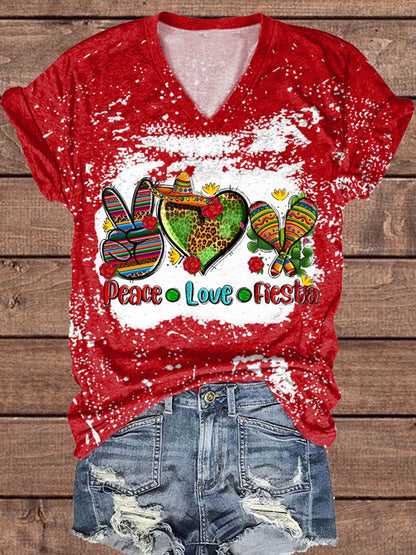 Top con estampado de arte floral de México Cinco de Mayo para mujer