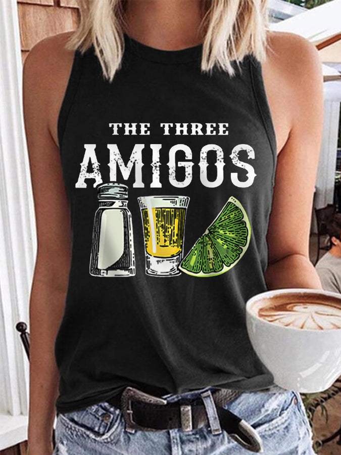 Chaleco casual divertido de los tres amigos Cinco de Mayo para mujer