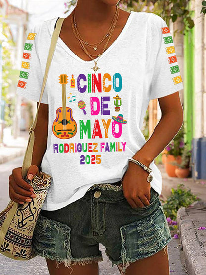 Camiseta Casual Cinco De Mayo 2025 para mujer
