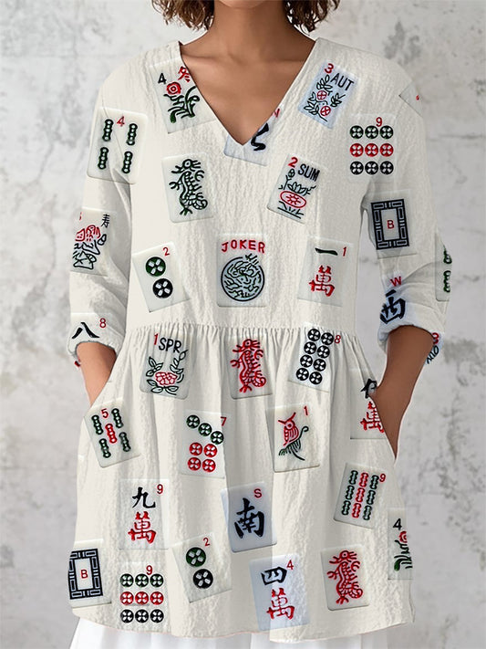 Top de manga tres cuartos para mujer Mahjong