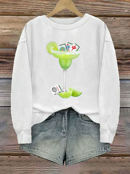 Divertido Mah Jongg Impreso Casual Sudadera Mujer
