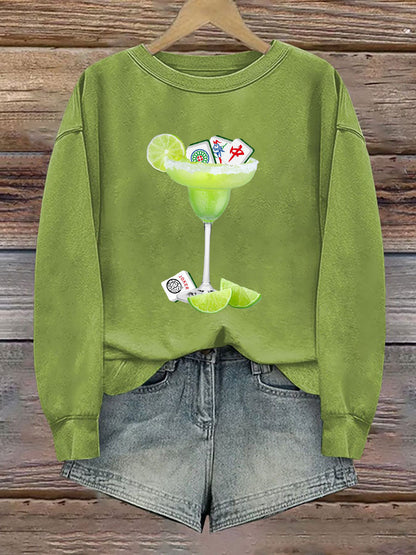 Divertido Mah Jongg Impreso Casual Sudadera Mujer