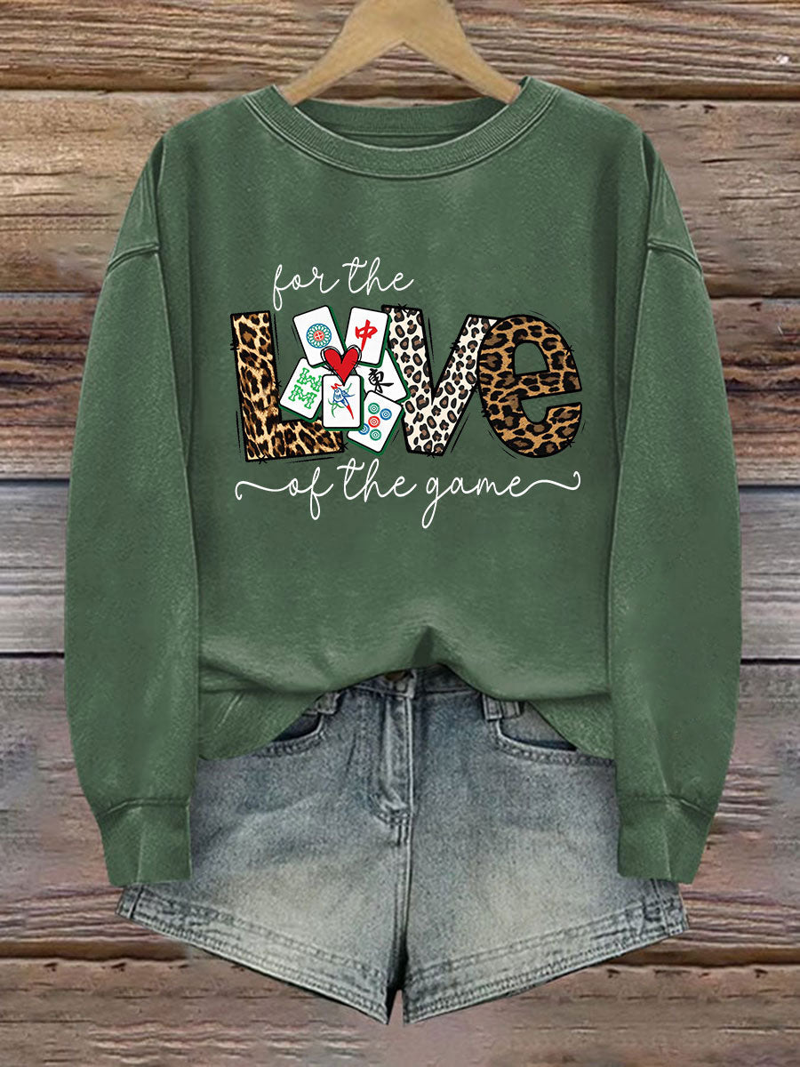 Divertido Mah Jongg Impreso Casual Sudadera Mujer